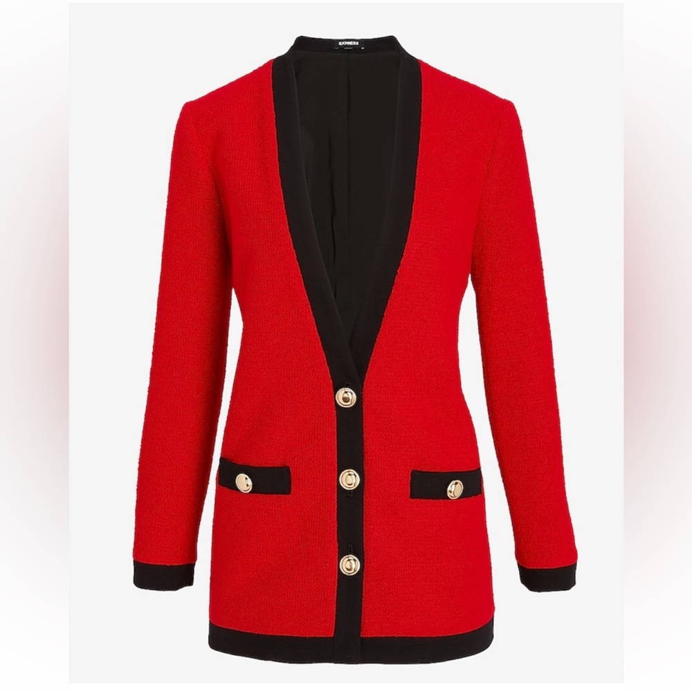 Express Red Tweed Blazer
